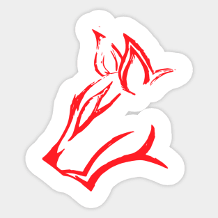 Hand Drawn Wolf - Red Sticker